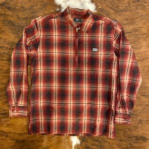 Woven Plaid Pullover Shirt